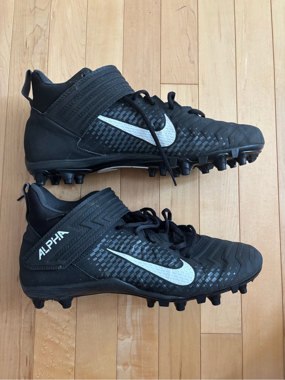 Nike Black Cleats with White Swoosh Alpha Strap - Men’s size 11.5